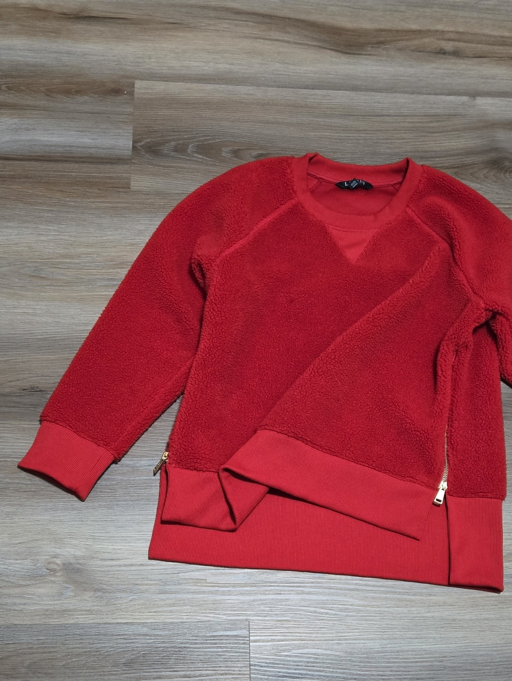 Ralph Lauren Black Label Red Sherpa Gold Zip Pullover Size L - Picture 5 of 12